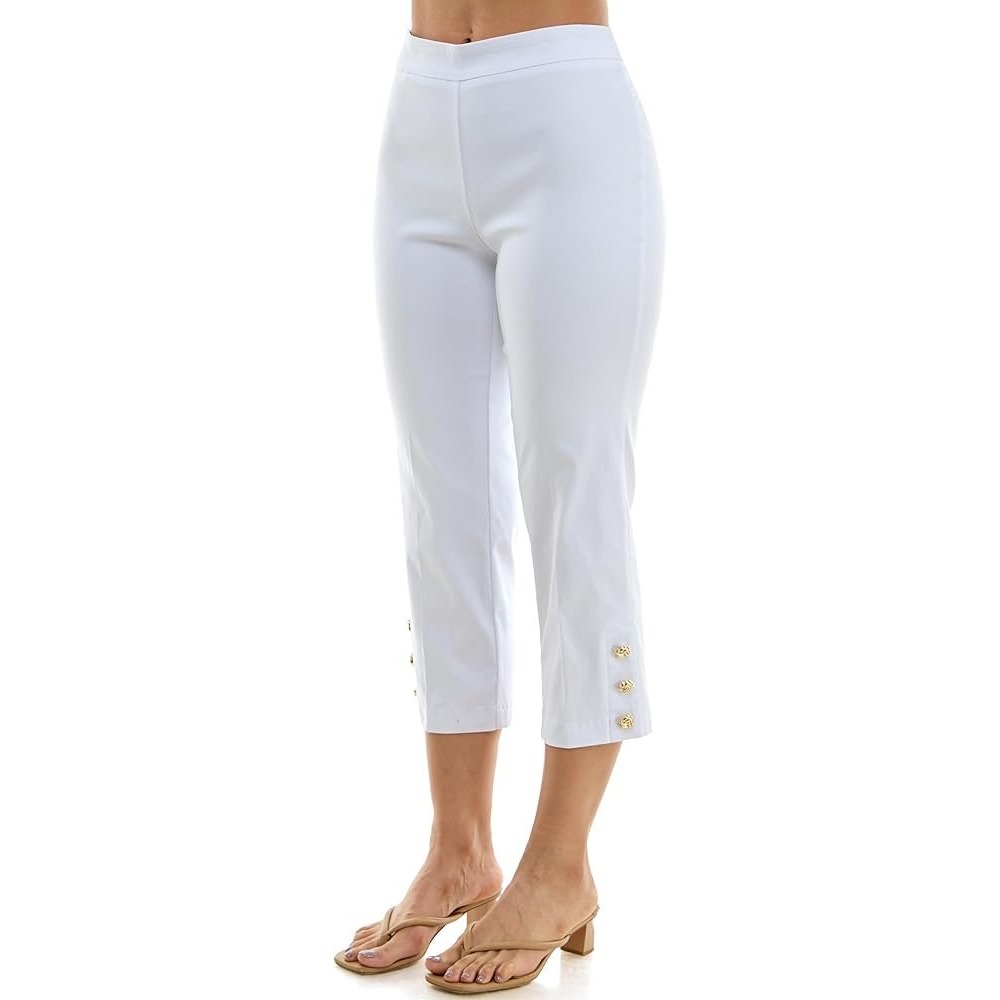 The Ultimate Fit Optic White Gold Button Capri Pants MR83HS34D Plus Size 24W NEW
